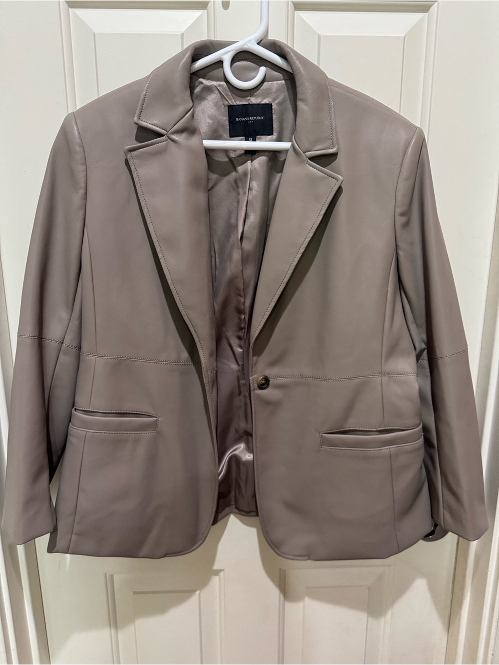Banana Republic Taupe Leather Blazer